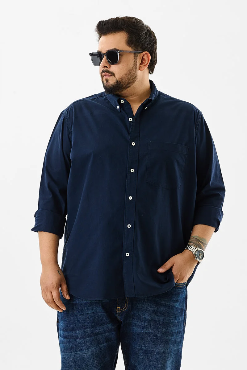 سنيتش Lucia Navy Plain Plus Size Shirts